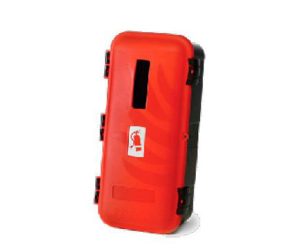 PORTA EXT. PLAST. 6/9 KG NEGRO CON TAPA ROJA CON VENT. 