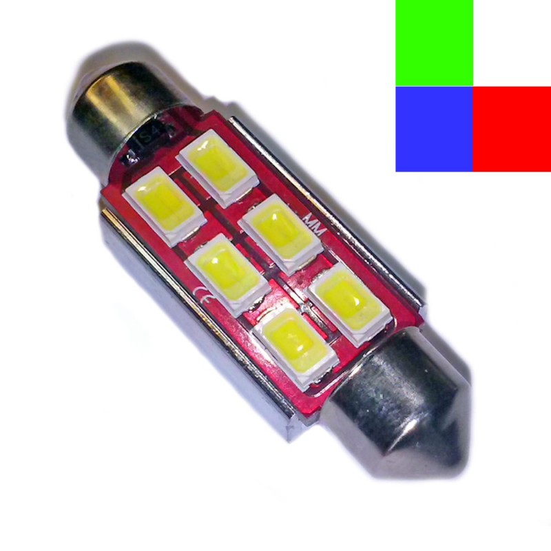 Bombilla 6 LED 36  mm 9-30 V Roja