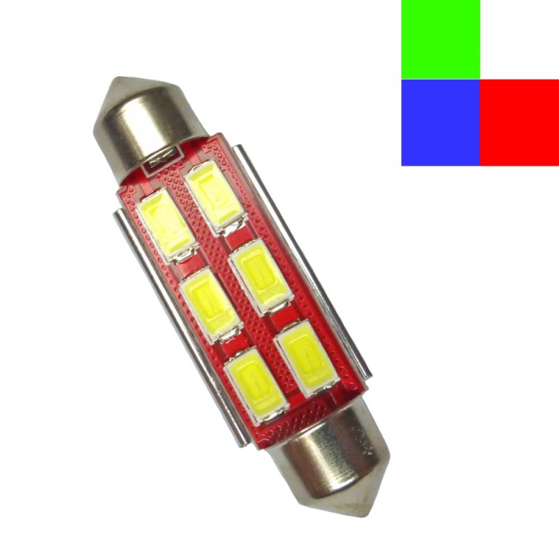 Bombilla 6 LED 41 mm 9-30 V Roja 