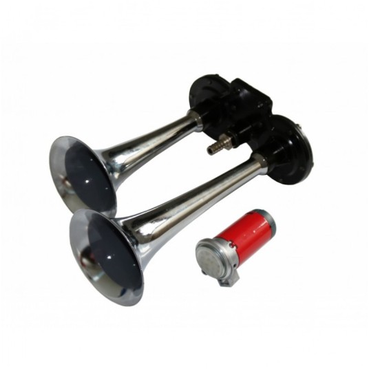 BOCINA NEUMATICA 2 TONOS CON COMPRESOR 24V 