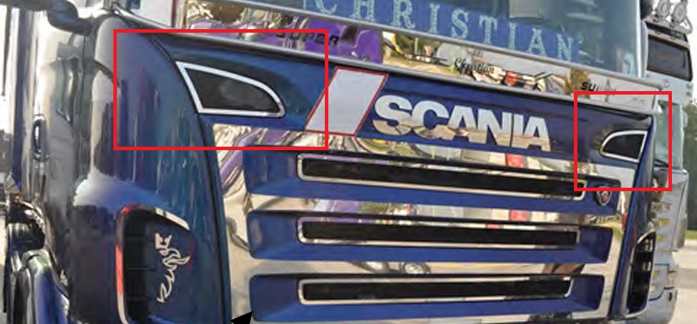 DECORACIÓN ACERO BORDE MASCARA SUPERIOR SCANIA 2010 